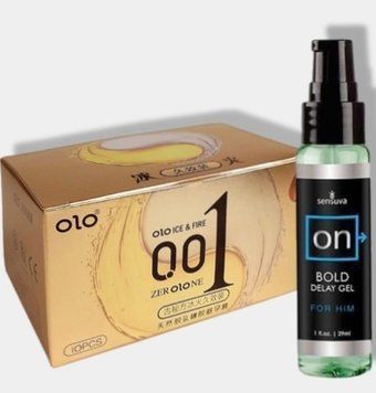OLO 0.01 Ice Durable Gold 10 шт + Пролонгатор Sensuva - ON Bold (29 мл) SOS5959 фото