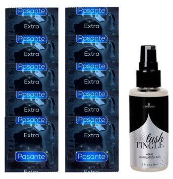 Комплект Pasante Extra Safe 10 шт + Sensuva Tush Tingle (50 мл) SOS14167 фото