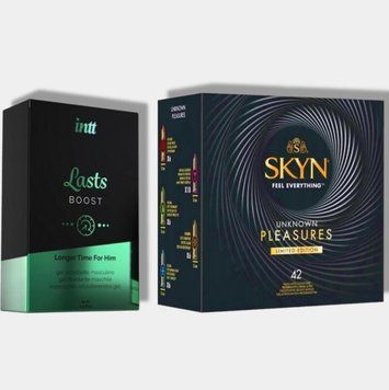 SKYN Pleasures, 42 шт-6 видів + Пролонгатор Intt Lasts (15 мл) SOS5739 фото
