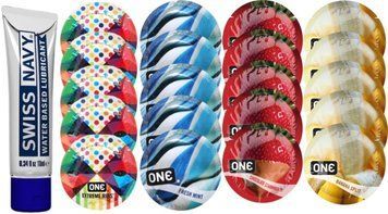 Набор из Swiss Navy Water-Based 10 мл + ONERibs + ONE Mint + ONEChocolateStrawberry + ONEBanana SOS8537 фото
