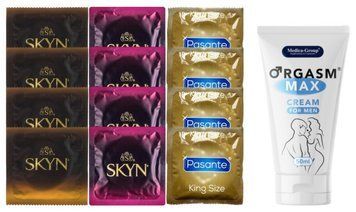 Комплект: Пролонгатор Medica-Group Orgasm Max 50 мл + 8 шт SKYN + 4 шт Pasante King Size SOS10965 фото