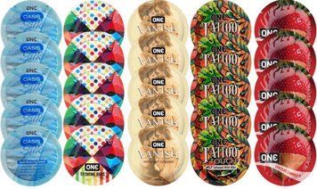 Набір з 25 шт One Oasis Silk + ONE Ribs + ONE Vanish + ONE Tattoo + ONE Chocolate Strawberry SOS8352 фото
