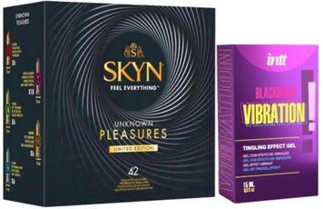 Набір з SKYN Pleasures (42 шт) + Рідкий вібратор Intt Vibration Blackberry (15 мл)  SOS10044 фото