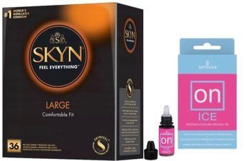 Набор из SKYN Large (36 шт) + Возбудительные капли Sensuva ON Arousal Oil for Her Ice (5 мл) SOS9948 фото