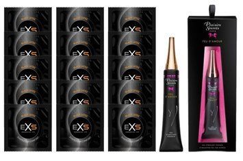 Комплект EXS Black Latex 15 шт + Plaisirs Secrets Feu d&rsquo;Amour стимулювальний гель для клітора 30 мл SOS14659 фото