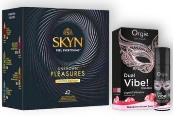 SKYN Pleasures, 42 шт + Orgie Dual Vibe! Strawberry Gin & Tonic 15 мл SOS6949 фото