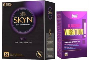 Набір з SKYN Elite 36 шт + Рідкий вібратор Intt Vibration Blackberry (15 мл)  SOS10244 фото