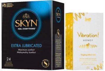 Набір з SKYN Extra Lube (24 шт) + Рідкий вібратор Intt Vibration Honey (15 мл) SOS10094 фото