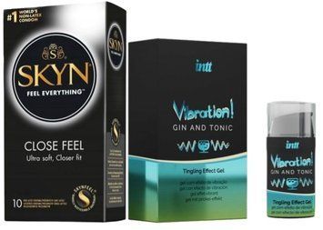 Набор из SKYN Close Feel (10 шт) + жидкий стимулятор Intt Vibration Gin Tonic (15 мл) SOS9798 фото