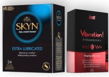 SKYN Extra Lube 24 шт + Intt Vibration Strawberry (15 мл) SOS7047 фото