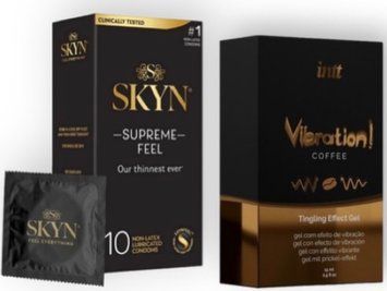 Skyn Supreme Feel 10 шт + Intt Vibration Coffee (15 мл) SOS7097 фото