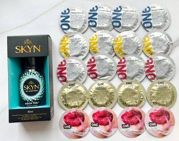 Набір 20 шт - ONE Super Studs, Classic, Vanish, Extreme ribs, Flavor Waves + SKYN AQUA FEEL, 80 мл SOS1882 фото