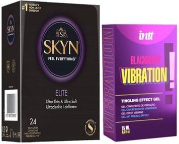 Набір з SKYN Elite (24 шт) + Рідкий вібратор Intt Vibration Blackberry (15 мл)  SOS10144 фото