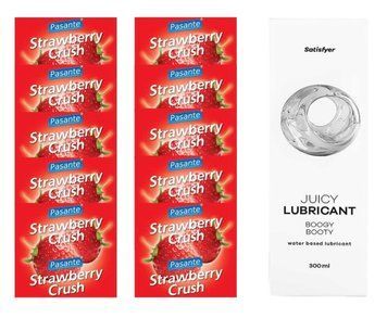Комплект Pasante Strawberry 10шт. + Лубрикант Satisfyer Juicy Lubricant Boogy Booty 300 мл SOS11647 фото