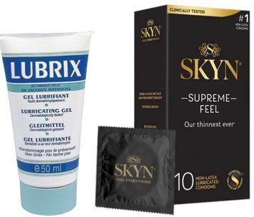 Набор из Лубрикант на водной основе Lubrix (50 мл) + Skyn ​​Supreme Feel 10 шт SOS8784 фото