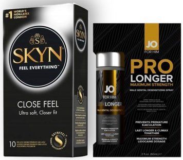 Набір з SKYN Close Feel (10 шт) + Пролонгатор JO Prolonger Spray with Lidocaine (60 мл)  SOS8927 фото