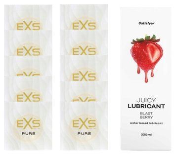 Набор: EXS Pure 10 шт. + Лубрикант Satisfyer Blast Berry 300 мл SOS11205 фото