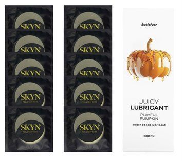 Комплект SKYN Pina Colada 10 шт. + Лубрикант Satisfyer Juicy Lubricant Playful Pumpkin 300 мл SOS12548 фото