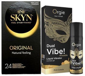 Набір з SKYN ORIGINAL 24 шт + Рідкий вібратор SEXY VIBE "Коктейль Піна Колада" DUAL VIBE! (15 мл) від Orgie SOS9998 фото