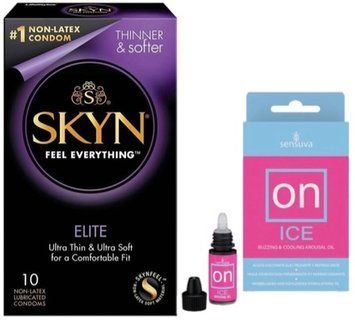 Набор из SKYN Elite (10 шт) + возбуждающие капли Sensuva ON Arousal Oil for Her Ice (5 мл) SOS9748 фото