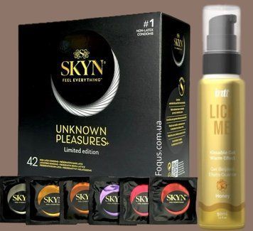 Набір SKYN Pleasures, 42 шт-6 видів + Гель INTT Lick Me Kissable Gel Honey 50 мл SOS5176 фото
