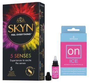 Набор SKYN 5 Senses + Возбудительные капли для клитора Sensuva &ndash; ON Arousal Oil for Her Ice (5 мл) SOS9638 фото