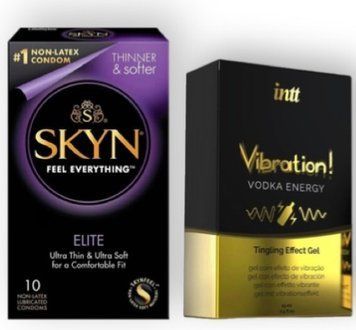 SKYN Elite 10 шт + Intt Vibration Vodka (15 мл) SOS6913 фото