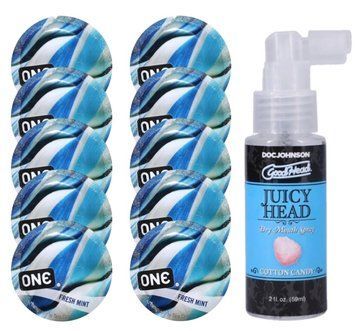 Комплект ONE Fresh Mint 10 шт + Doc Johnson GoodHead &ndash; Cotton Candy, 59 мл SOS13792 фото