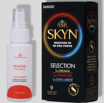 Skyn Selection 9 шт + Пролонгатор Doc Johnson Power Delay Spray (59 мл) SOS4964 фото
