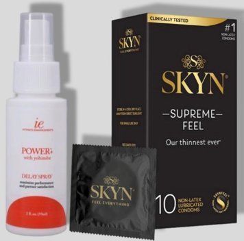 SKyn ​​Supreme Feel 10 штук + Пролонгатор Doc Johnson Power Delay Spray (59 мл) SOS5140 фото