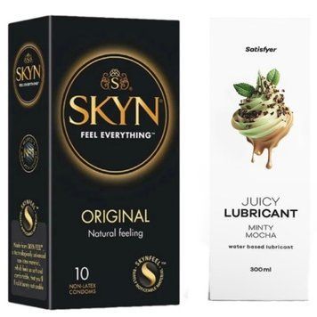 Набір Лубрикант Satisfyer Minty Mocha 300 мл + SKYN Original 10 шт. SOS12816 фото