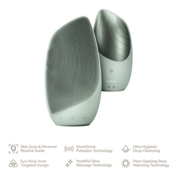 Электронная звуковая термо щетка для лица GESKE Sonic Thermo Facial Brush 6в1 green HB0085 фото