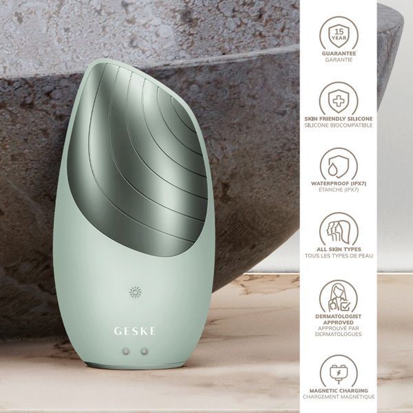 Электронная звуковая термо щетка для лица GESKE Sonic Thermo Facial Brush 6в1 green HB0085 фото