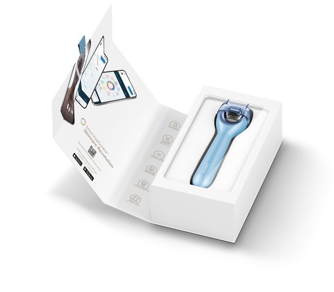 Электронный роллер для лица с микроиглами GESKE MicroNeedle Face Roller 9в1 aquamarine HB0193 фото