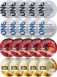 Набор с 20 шт ONE Extra strong + ONE Classic Select + ONE Chocolate Strawberry + ONE Banana Split SOS8203 фото