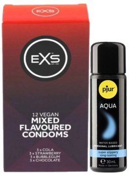 Набор EXS Mixed Flavoured (12 шт) + pjur Aqua 30 мл SOS13451 фото