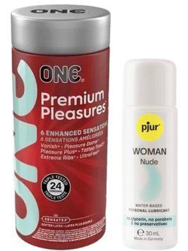 Комплект ONE Premium Pleasures 24 шт + Pjur Woman Nude 30 мл SOS13002 фото
