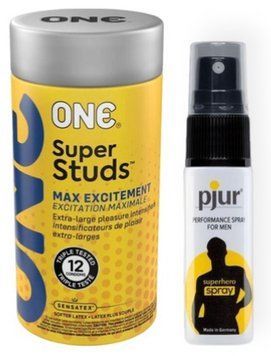 Набор 12 шт ONE Super Studs + pjur Superhero Spray 20 мл SOS9045 фото