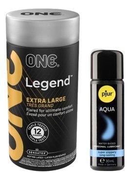 Набор ONE Legend Extra Large 12 шт. + Pjur Aqua 30 мл. SOS13102 фото