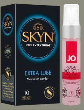 Набір Skyn Extra Lube 10 штук + Гель System JO Oral Delight Strawberry Sensation (30 мл) SOS5196 фото