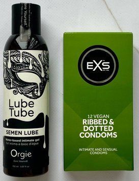 Комплект EXS Ribbed & Dotted 12 шт + Лубрикант SEMEN LUBE Intimate Gel, 150 мл ORGIE SOS3243 фото