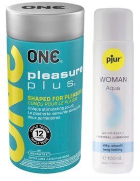 Набор ONE Pleasure Plus 12 шт + Лубрикант Pjur Pjur Woman Aqua 100 мл SOS13052 фото