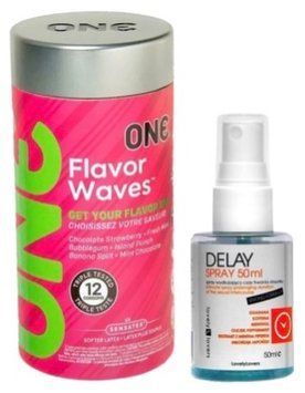 Набор из 12 шт ONE Flavor Waves + Пролонгатор LOVELY LOVERS DELAY SPRAY 50 ML SOS9312 фото
