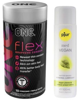 Комплект ONE Flex Graphene 10 штук + Pjur MED Vegan Glide 100 мл SOS12952 фото