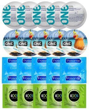 Набор 20 шт ONE Pleasure Plus + ONE Island Punch + Pasante Cooling + EXS EXTREME 3 в 1 SOS7298 фото