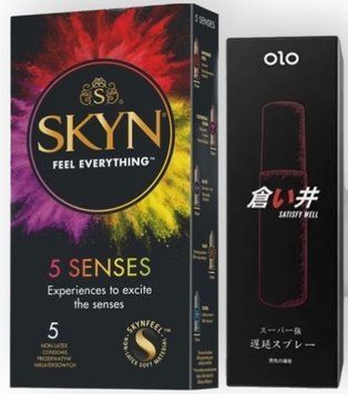 Набір з SKYN 5 Senses + Пролонгатор OLO 5 мл satisfy well SOS8842 фото