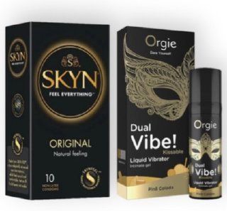 SKYN Original 10 шт + DUAL VIBE!, 15 мл Orgie Pina colada SOS6814 фото
