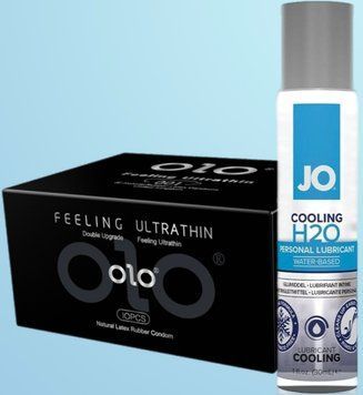 Набір OLO - ультратонкі -001 ( 10 штук) + Лубрикант System JO H2O COOLING (30 мл) SOS4525 фото