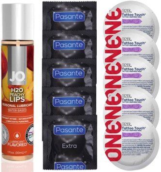 Набор 10 шт Pasante Extra и ONE Tattoo Touch + System JO H2O &mdash; Peachy Lips (30 мл) SOS4870 фото