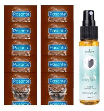 Pasante Chocolate Temptation 10 шт + Sensuva Deeply Love You Chocolate Mint (29 мл) SOS13993 фото